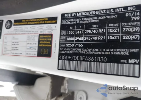 2014 Mercedes-Benz Gl 550 4Matic из США, поврежденный, VIN 4JGDF7DE8EA361830